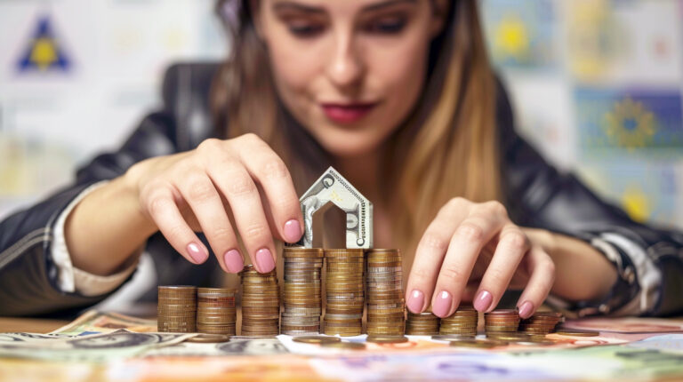 meinerendite 79714 a woman building a house out of Euro coins a 56b8c1a3 8566 4823 974a 4372ad8d400c 1 768x430